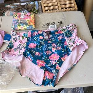 Tankini top and 2 high waisted brief bottoms